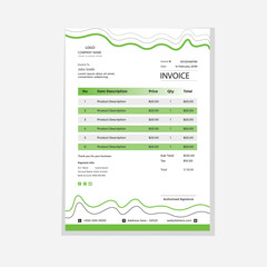 Invoice Layout with Teal Accents
