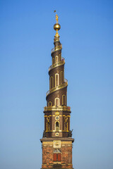 Church tower of the Church of Our Saviour in Copenhagen, Denmark