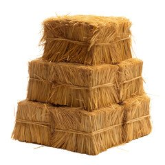 A stack of hay. Hay stacked in cubes. Isolated on a transparent background. KI. - obrazy, fototapety, plakaty