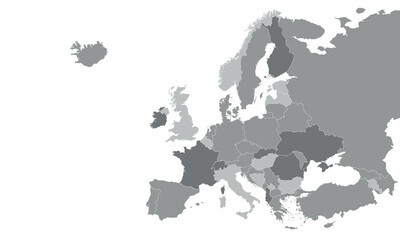 Europe map isolated on a white background. Europe map. High detailed. Vector illustration	