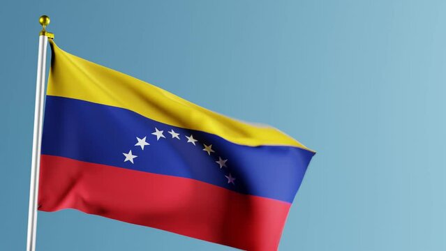 Waving flag of Venezuela against blue  background; 3D render
