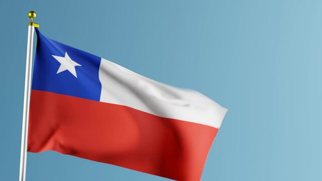 Flag of chile, background; 3D render blue background