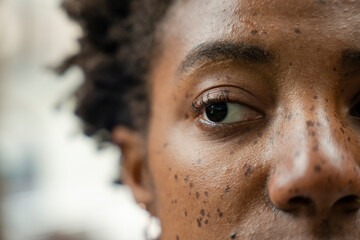 Close-up of woman face while looking away