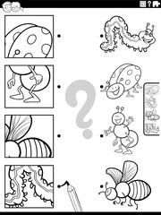 match cartoon insects animals and clippings game coloring page