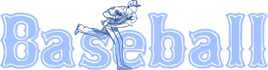 vector sketch of the baseball player