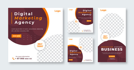 Digital Marketing Agency Social Media Post for Online Marketing Promotion Banner, Story and Web Internet Ads Flyer