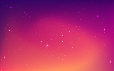Color cosmos texture. Beautiful universe with constellations. Bright milky way. Gradient space background with shiny stars. Fantasy sky with blur light. Vector illustration