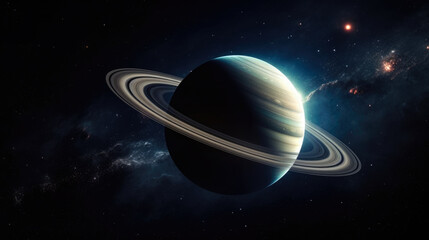 Fototapeta na wymiar planet saturn view from space, Generative Ai