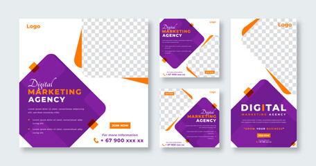 Digital Marketing Agency Social Media Post for Online Marketing Promotion Banner, Story and Web Internet Ads Flyer