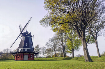 An old windmill in the citadel of the Kastellet in Copenhagen, Denmark