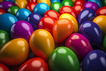 Obraz premium Rainbow balloons, pride, background Generative AI