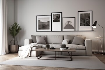 Elegant classic interior with a sofa, generative ai