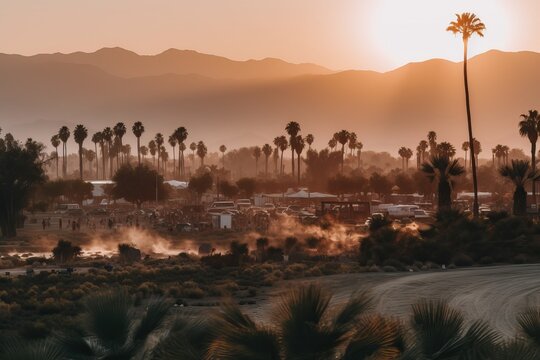 Aesthetic California festival landscape, generative ai