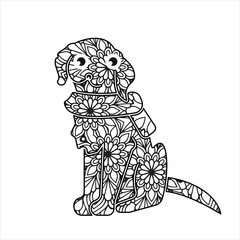 Animal mandala coloring page for kids and adults. Vector, icon, image, photo, illustration design.