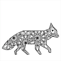 Animal mandala coloring page for kids and adults. Vector, icon, image, photo, illustration design.