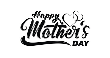 Happy Mother's Day. Handwritten text modern calligraphy vector illustration. Mother's Day card with heart symbol ornament