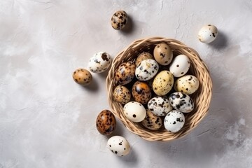 quail eggs in a basket, ai generative