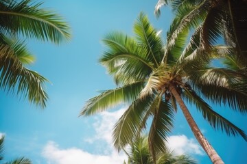 Fototapeta na wymiar palm tree and blue sky, ai generative