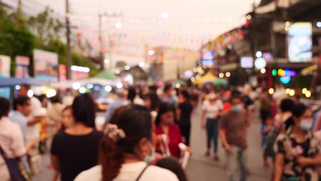 Lens blur. Street food markets in Thailand have a lot of pedestrians.