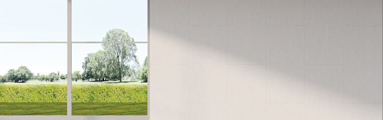 Large luxury modern bright interiors Living room mockup illustration 3D rendering computer digitally generated image