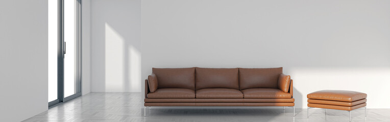 Large luxury modern bright interiors Living room mockup illustration 3D rendering computer digitally generated image