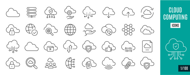 Best collection cloud computing line icons. Security, backup, data, server,... 1/100