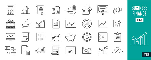 Business & finance line icons. Analysis, strategy, system,... 2/100