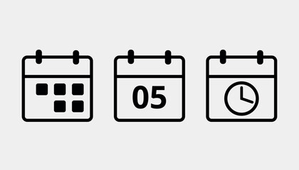 Vector calendar flat icon. Black leaked isolated illustration for graphic and web design. Day 05.
