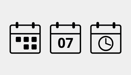 Vector calendar flat icon. Black leaked isolated illustration for graphic and web design. Day 07.