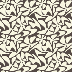 Abstract flower leaves shapes seamless pattern vector. Trendy geometric backdrop. Hand drawn illustration. Botanical wallpaper, background, fabric, textile, print, wrapping paper or package design.