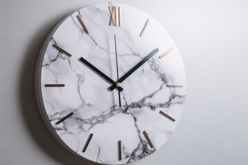 Marble clockwall isolated on white background. Generative AI