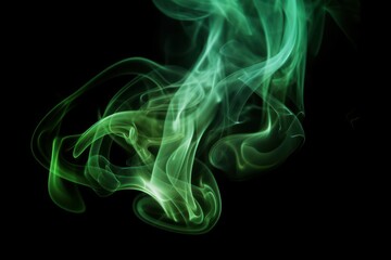 Green smoke against a black background. Generative AI