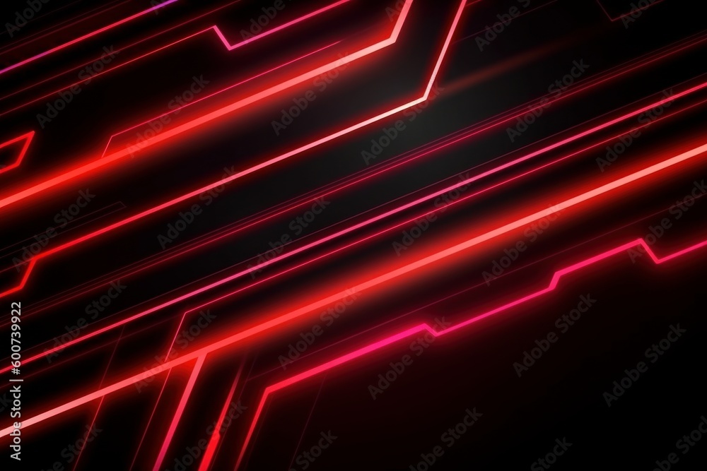 Wall mural red neon lines, abstract background with lines. generative ai