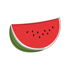 Watermelon fruit icon. Line continuous hand drawn illustration. Abstract drawing. Minimal linear silhouette. Minimal design, outline print, banner, card, brochure, logo, menu, sign.
