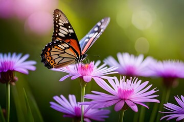 Fototapeta na wymiar butterfly with flowers 