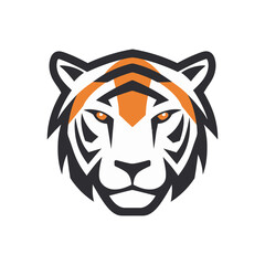 Tiger head vector logo template. Vector illustration of tiger head in flat style