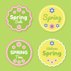 Spring labels set with flowers