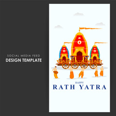 Vector illustration of Happy Rath Yatra social media story feed mockup template