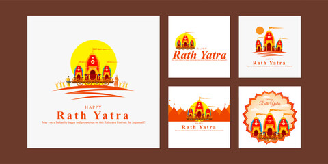 Vector illustration of Happy Rath Yatra social media story feed set mockup template