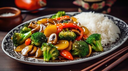 stir-fried rice with vegetables. Generative AI