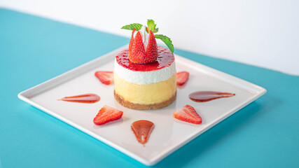 cake with strawberries and cream