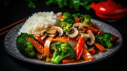 vegetable salad with rice. Generative AI