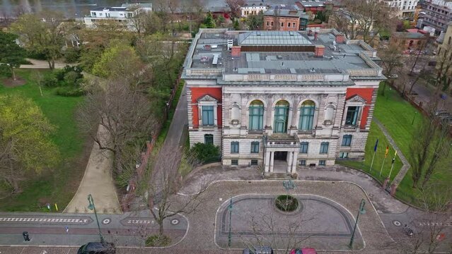 Drone shot of The State Chancellery and Ministry of Culture of the State of Saxony-Anhalt (Staatskanzlei und Ministerium f&uuml;r Kultur des Landes Sachsen-Anhalt ) or ( Palais am F&uuml;rstenwall )