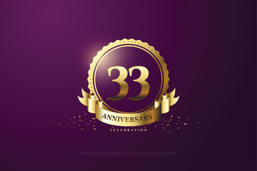 33rd anniversary with numbers illustration on colorful background