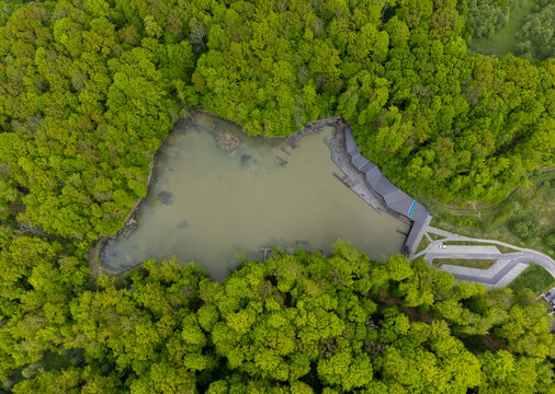 Aerial view of Tivoli lake from Sovata resort - Romania