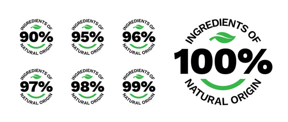 100% ingredients of natural origin vector logo icon badge concept