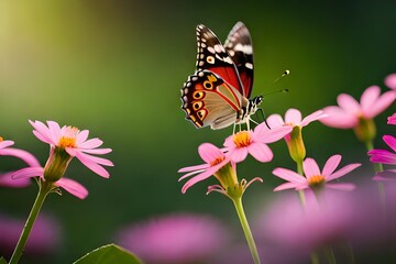Plakat butterfly with flowers