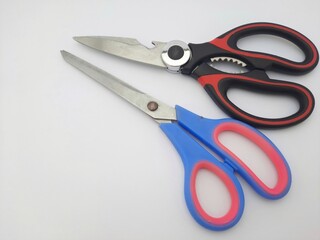 Colorful scissors on a white background