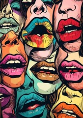 lipstick woman lips art illustration female kiss passion abstract poster mouth. Generative AI.