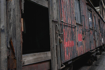 Old warehouse with abandoned trains somewhere in Belgium, Urbex.